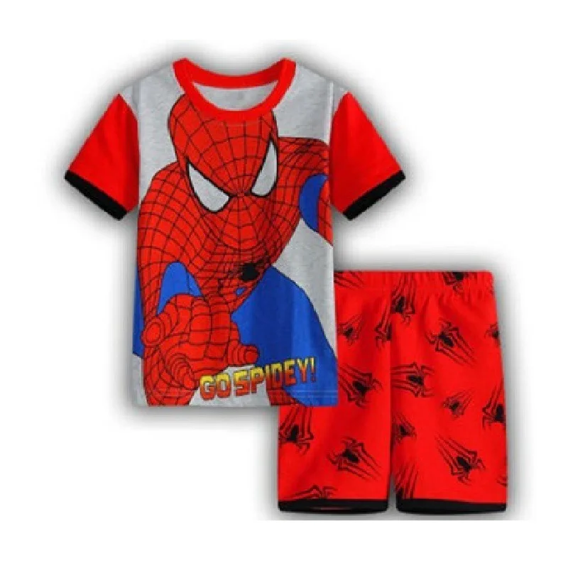 13 Kids Boys Girls Pajamas Cartoon Spider-Man Set Baby Sleepwear Cotton Superhero Costumes Shorts + Short Sleeve Tees Baby Clothing