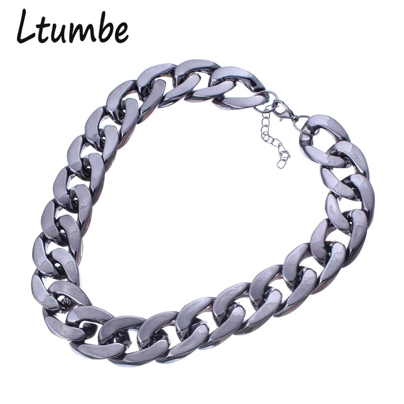 

Ltumbe Hot Christmas Gifts Chunky Plastic Chain Necklace For Men Gold Color Cuban Link Chain Collier Steampunk Jewelry Wholesale