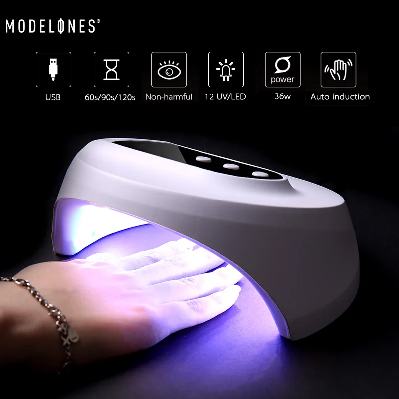 Modelones 12 шт./лот 36 W светодиодные лампы ногтей Наборы для маникюра 5 цветов матовый эффект УФ-гель для ногтей матовое верхнее покрытие