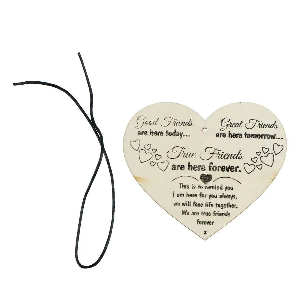 1 Pcs Love Heart Shape Christmas Tags Friendship Sign Gift Pendant Wine Tags Hanging Decor Wooden Chic Plaque Decor
