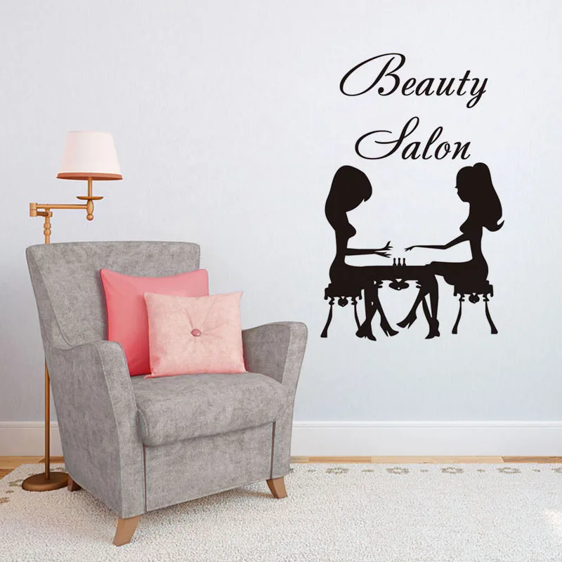 

Beauty Salon Decals Lady Making Her Nails Vinyl Wall Sticker Removable Art Mural Beauty Salon