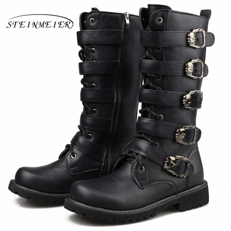 

Winter men boots PU Leather High Martin boots men leather boots zip British high boots oxford shoes for men black