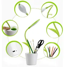 Креативный USB светодиодный настольный светильник, пенал для карандашей, сенсорный переключатель, гибкий гусиный, 3 уровня яркости