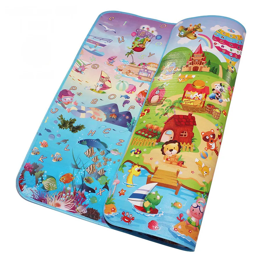 

8MM Thicknss Baby Play Mats Sea World and Happy Farm Patterns Infant Crawling Carpets Toddler Picnic Mats Double Side Printing