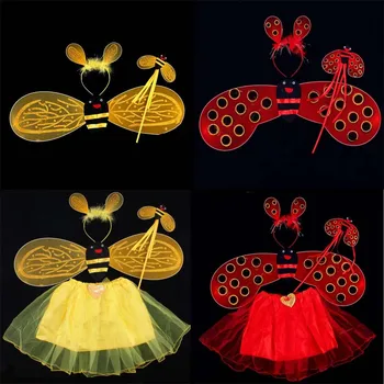 

Bee Ladybug Headband Wing Fairy Wands Skirt Set Kids Girls Princess Cosplay Props Accessory Party Navidad