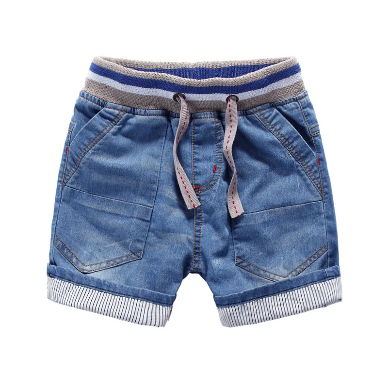 Aipie/летние детские шорты для мальчиков, однотонные джинсовые хлопковые шорты для детей 3-9 лет, детская одежда - Цвет: Синий
