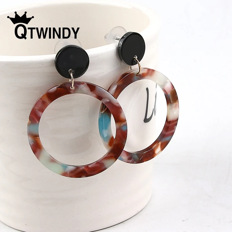 

Exaggerated 2019 Geometric Acrylic Big Hollow Drop Earrings for Women Square Earrings Brown Tortoiseshell Earrings Party Jewelry