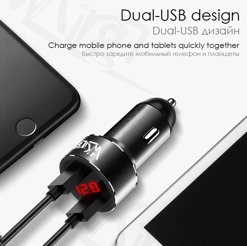 VVKing 5 V 3.0A ماكس المزدوج USB شاحن سيارة لهواوي Xiaomi سامسونج S8 فون X 8 زائد هاتف لوحي الخ محول في USB سيارة المعادن