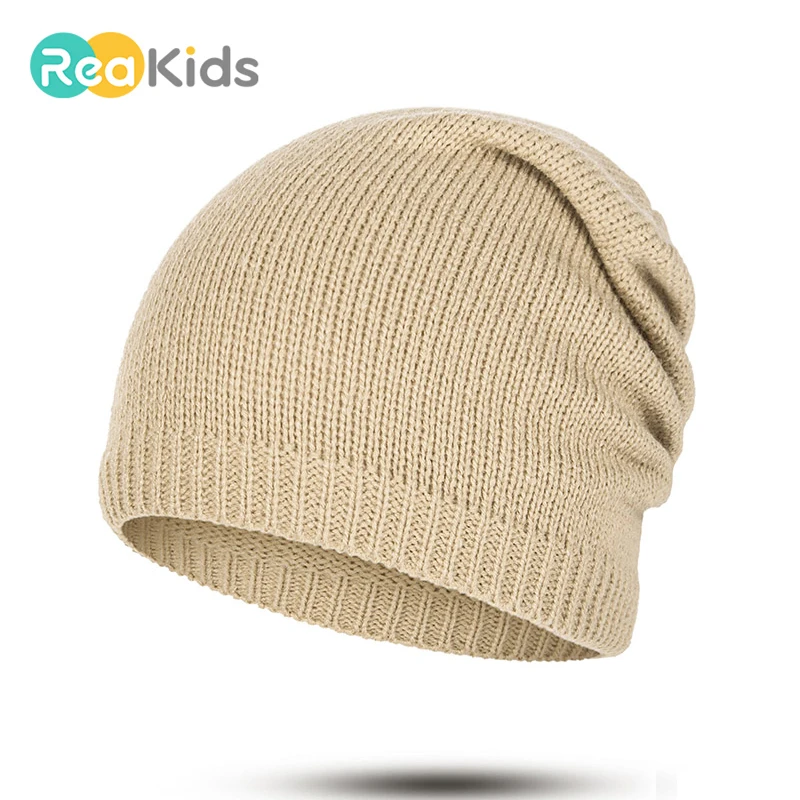REAKIDS/зимние шапочки Skullies; детская шапка; теплая детская шапочка из хлопка для детей; вязаные шапочки для мальчиков и девочек; модная шапка унисекс