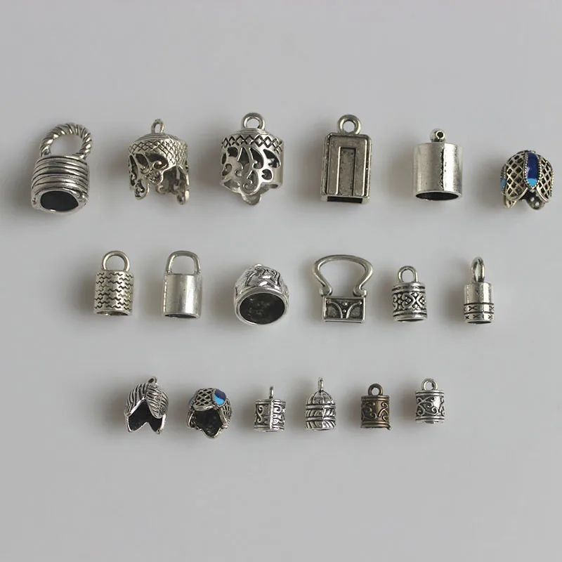 10pcs Antique Silver Metal End Bead Caps Hollow / Bell Shaped / Carved