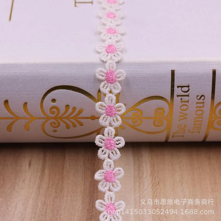 15 ярдов маленькая Цветочная тесьма детская одежда Водорастворимая Вышивка убор