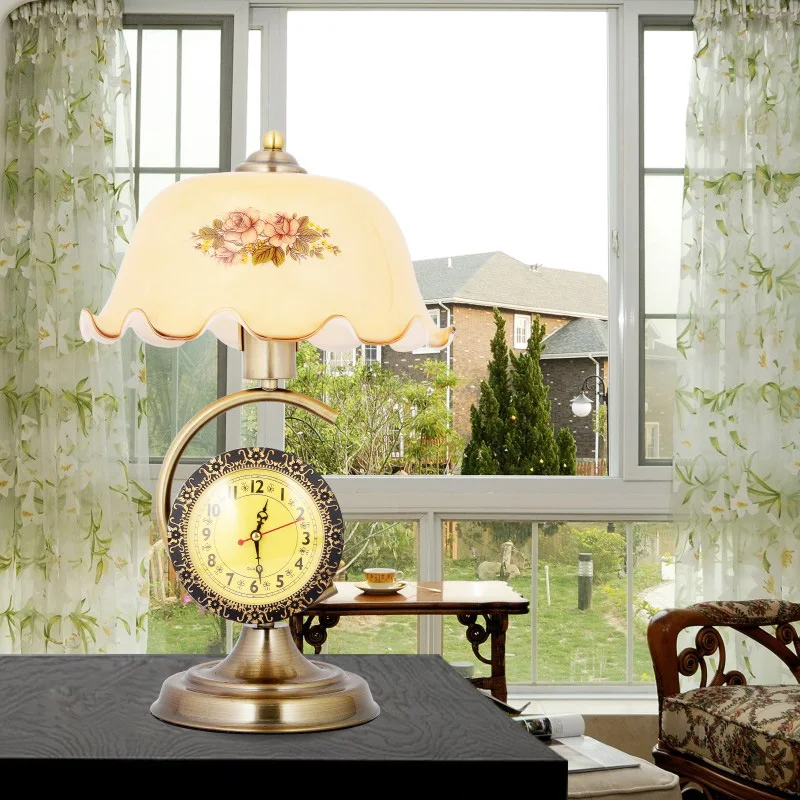 Clock Retro Table Lamps Bed Bedside Lamp Study Bar Living Room Home