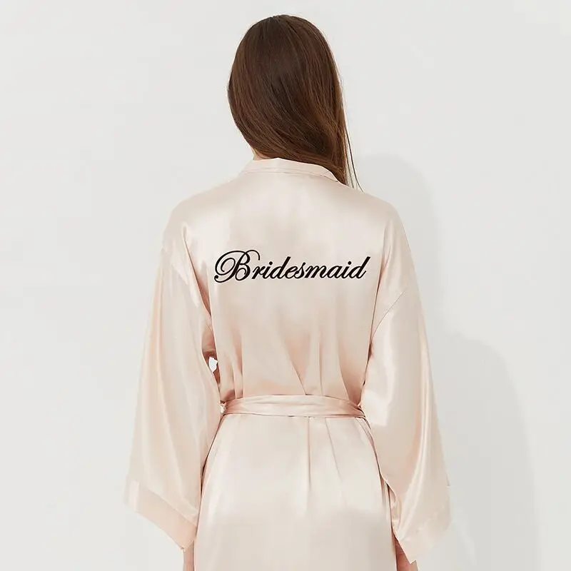 

Customize Wedding Bride Bridesmaid Robe Women Silk Satin Kimono Robe Embroider Letters Female Dressing Gown Bachelor Party Robe