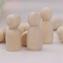 Meninas meninos peg bonecas sólido madeira natural inacabado brinquedos de madeira 20 peças