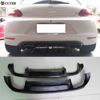 

Carbon Fiber Rear bumper diffuser four out Exhaust lip for Volkswagen Scirocco standard bumper car body kit 09-13