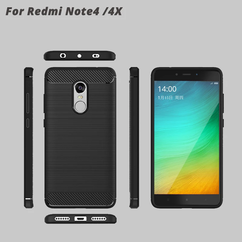 Чехол для Xiaomi Redmi Note 4X мягкая карбоновая защитная задняя крышка силиконовый чехол