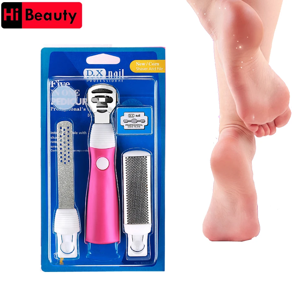 5pcs/set Multi functional Pedicure Set Callus Shaver Coarse Fine Foot Rasp With 10pcs Corn