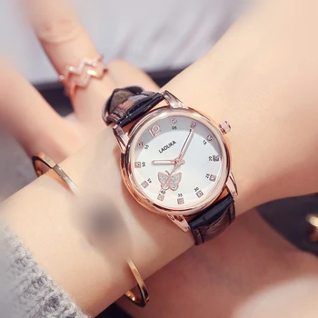 

2019 High School Students Trend Watch for Women Fashion & Casual Chronograph Cute Butterfly Luminous with Waterproof Female