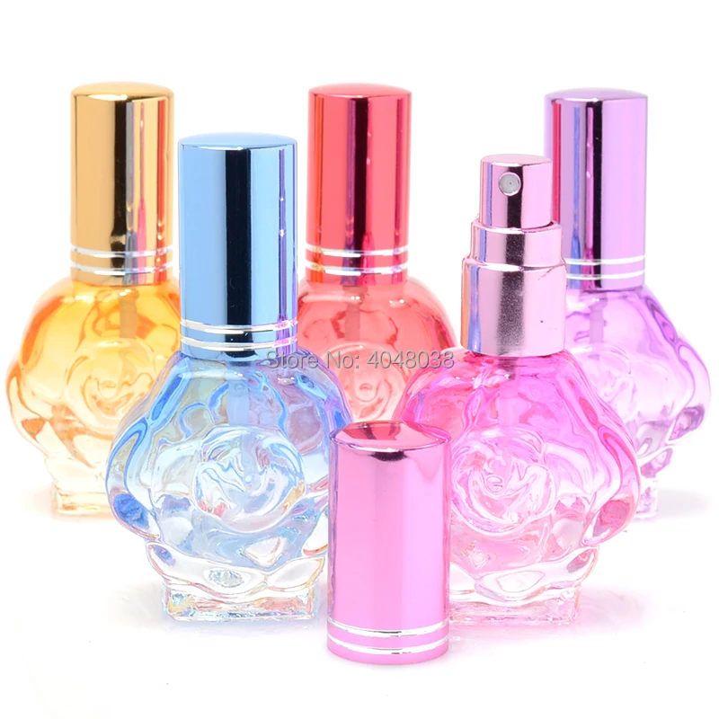 20 pcs Perfume Refillable Bottle Colorful Glass Mist Atomizer Empty Cosmetic Container Double-faced Flower 10 ML Spray Pump Vial (2)