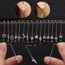 Feelgood 1 шт. 20 г штанга нержавеющая сталь с Cz Звезда Луна цветок сердце перо Висячие серьги, Надеваемые На Ушной Хрящ Пирсинг ювелирные изделия