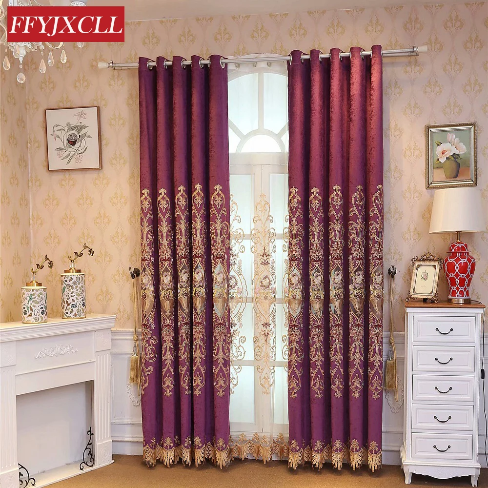 2019 New Luxury Blackout Curtains Cloth for Living Room Fine