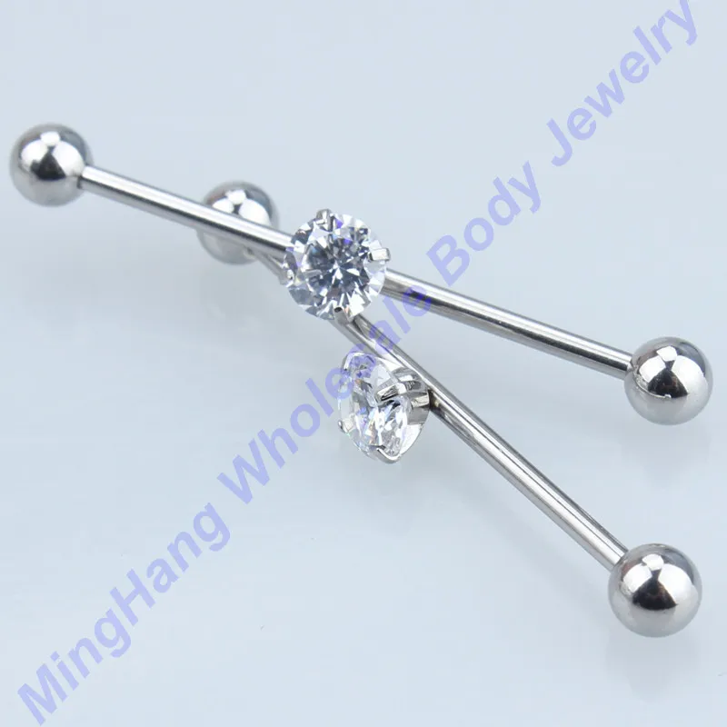 

10pcs /lot 316L Stainless Steel Industrial Piercing Ear Cartilage Stud Earring Barbell Straight Ear Piercing Jewelry