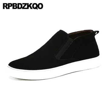 

winter fur men slip on casual shoes genuine leather fall sneakers suede ankle boots trainer lined flat autumn real high top