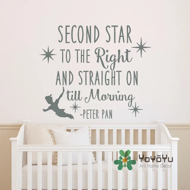 Aliexpress.com : Buy Peter Pan Quote Wall Decal Second Star To The