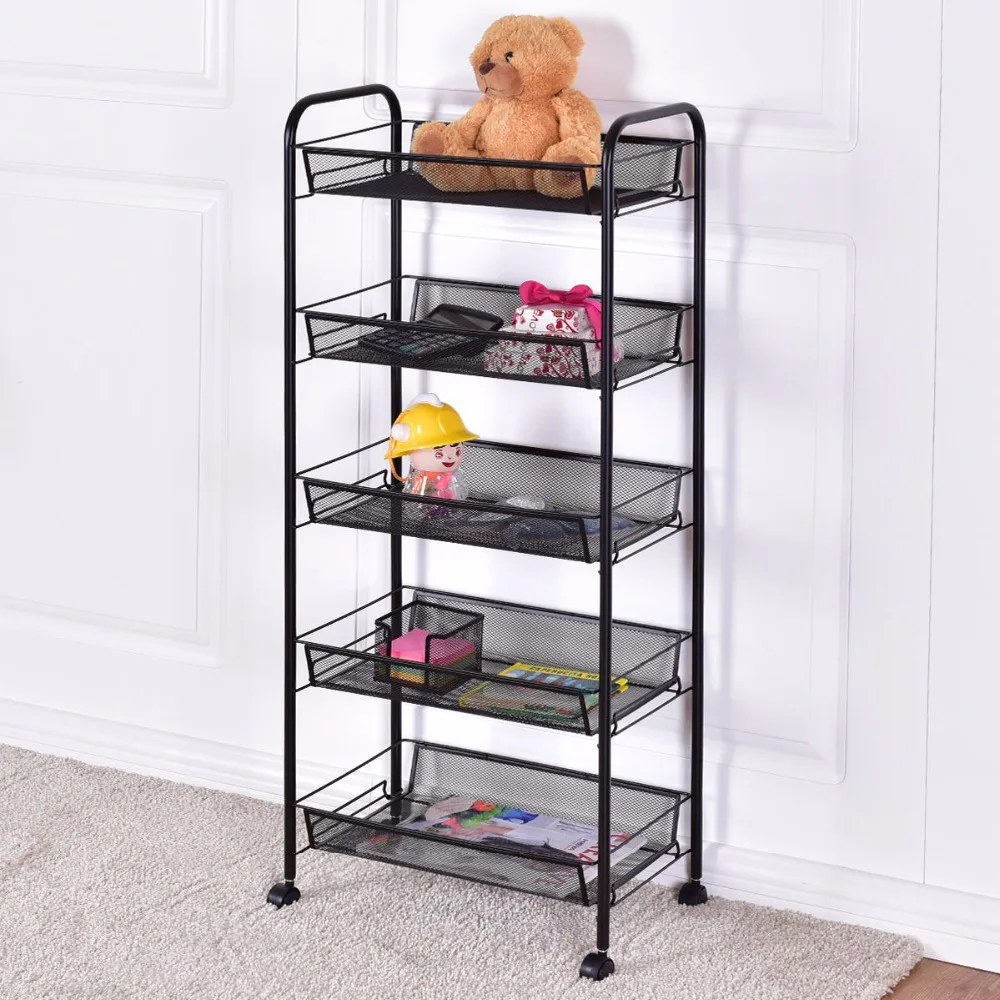 Giantex 5 Tier Mesh Rolling File Utility Cart Home Portable Trolley Organizer Office Kitchen Storage Basket HW54963BK Giantex 5 Tier Mesh Rolling File Utility Cart Home Portable Trolley Organizer Office Kitchen Storage Basket HW54963BK