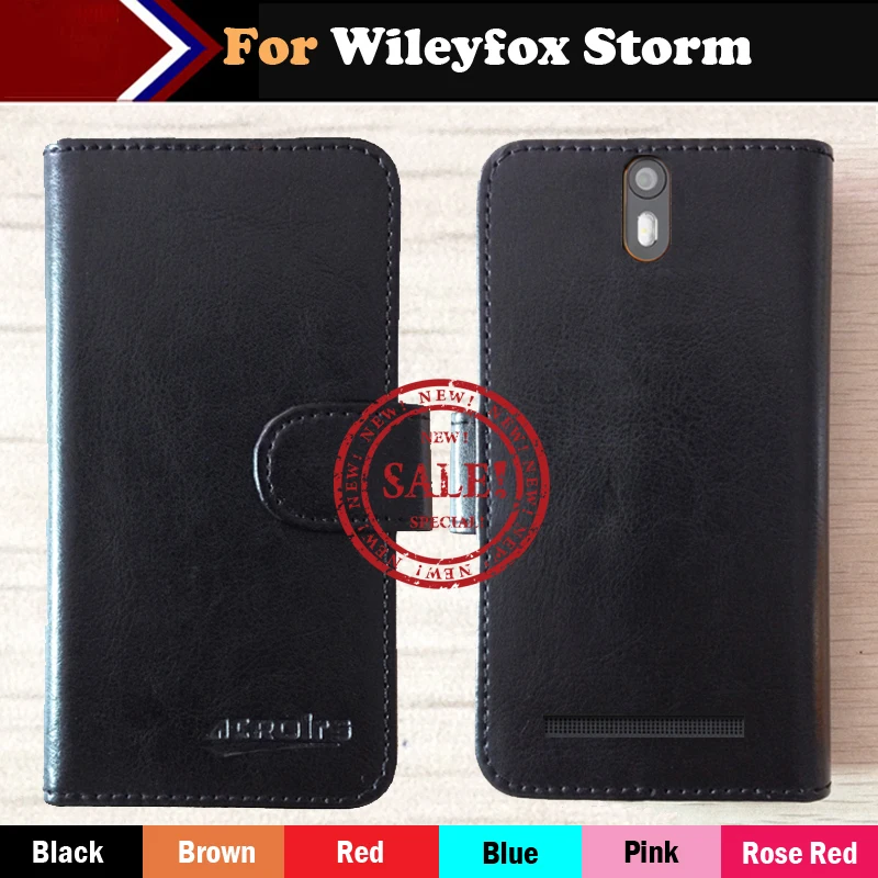

Hot!! New Wileyfox Storm Case Factory Price 6 Colors Leather Exclusive For Wileyfox Storm Multi-Function Cover Phone +Tracking