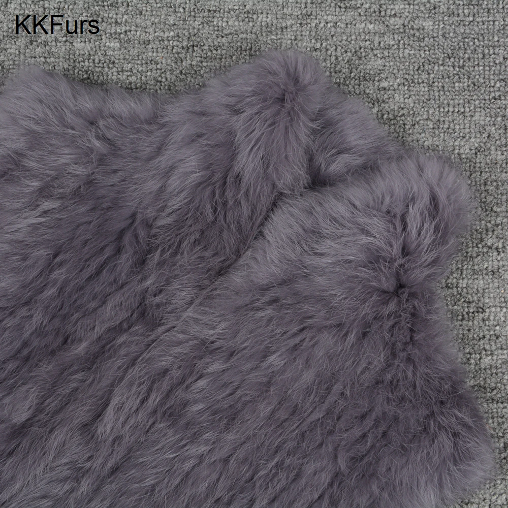 Жилет JKKFURS Женский теплый вязаный жилет из натурального кроличьего меха на осень