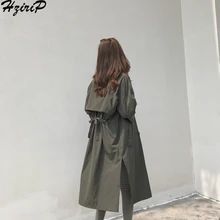 HziriP корейское шикарное пальто для женщин, модная уличная одежда, весна, новинка, одноцветное однобортное длинное женское пальто, 2 цвета, размера плюс