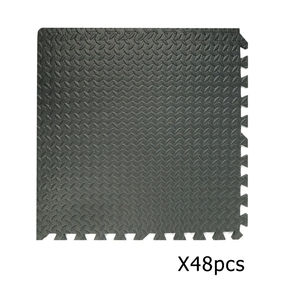 

Durable Safe 48 Pieces Professional Interlocking Eva Foam Mats Tiles Gym Floor Mat Garage Workshop Home Floor Mat Black/Grey