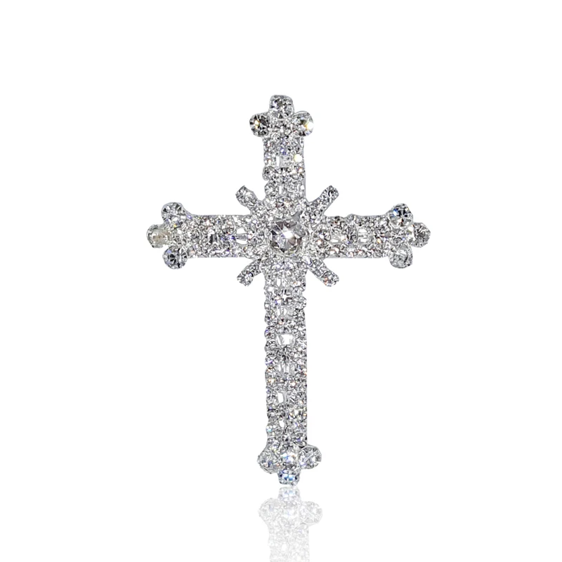 luxury Rhinestone Jesus Cross Brooch pins for Christianism Wholesale