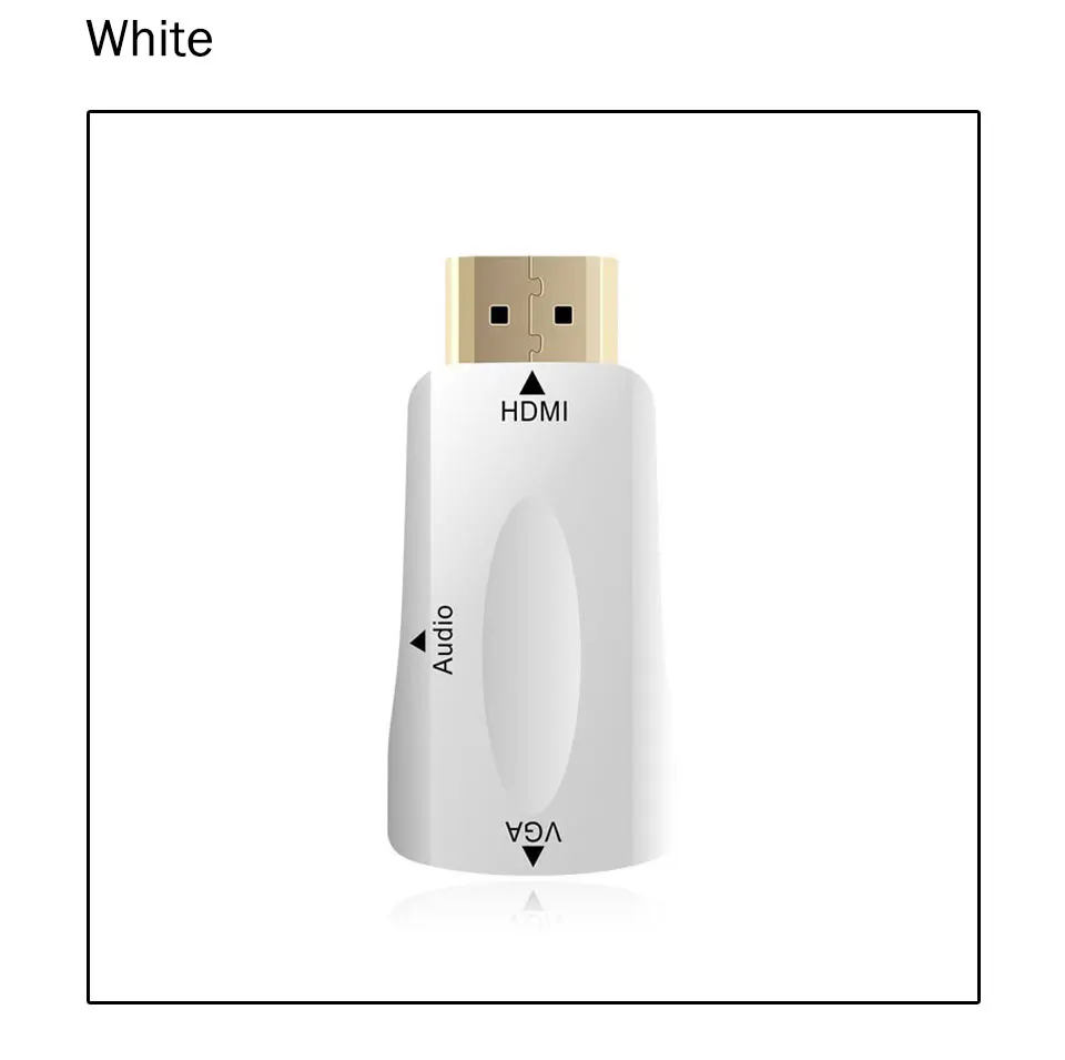 HDMI to VGA Adapter Converter with Audio Cable Male To Female 1080P For PCHDTVDVDXbox PS3 Projector Black and White 2018 New (7)