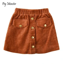 Новые зимние вельветовые юбки для девочек Детская бархатная юбка с медной пряжкой зимняя детская юбка-американка