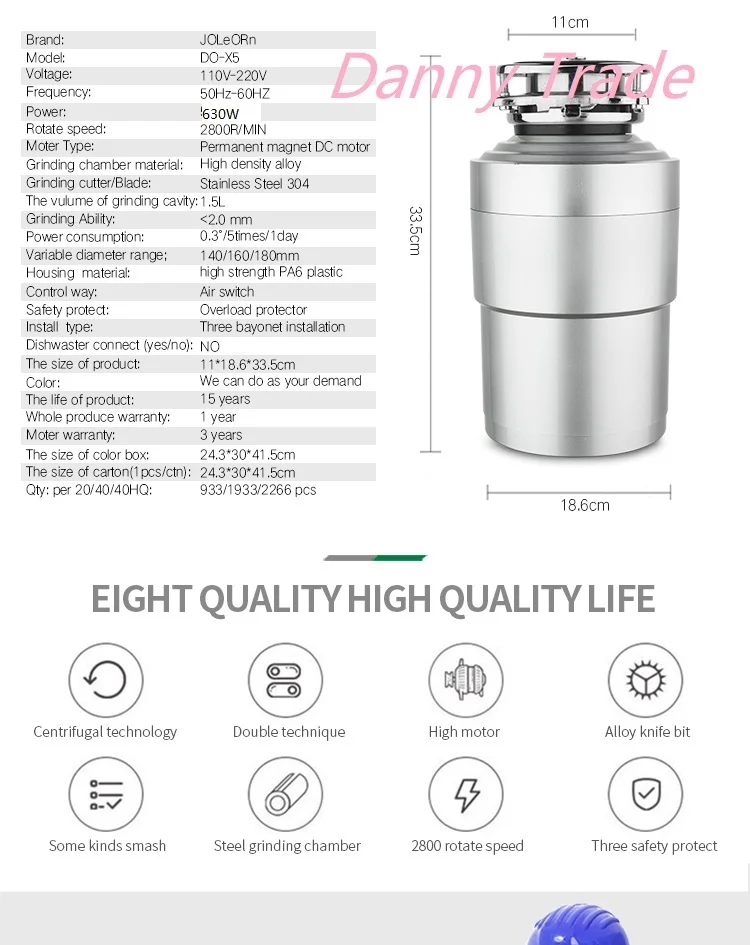 AC110-240V 50-60 Гц 630 Вт 0.85л. С. Мощность 1.5л. С. Шлифовальная емкость пищевой измельчитель для мусора измельчитель пищевых отходов измельчитель отходов пищевой измельчитель