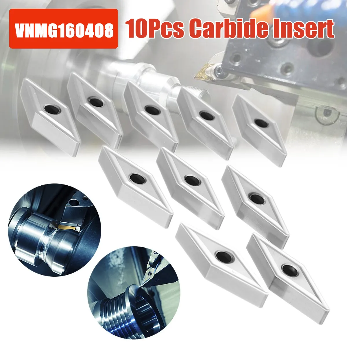 

10Pcs VNMG160408 CNC Carbide Tips Insert Blade Cutter Lathe Milling Turning Tool