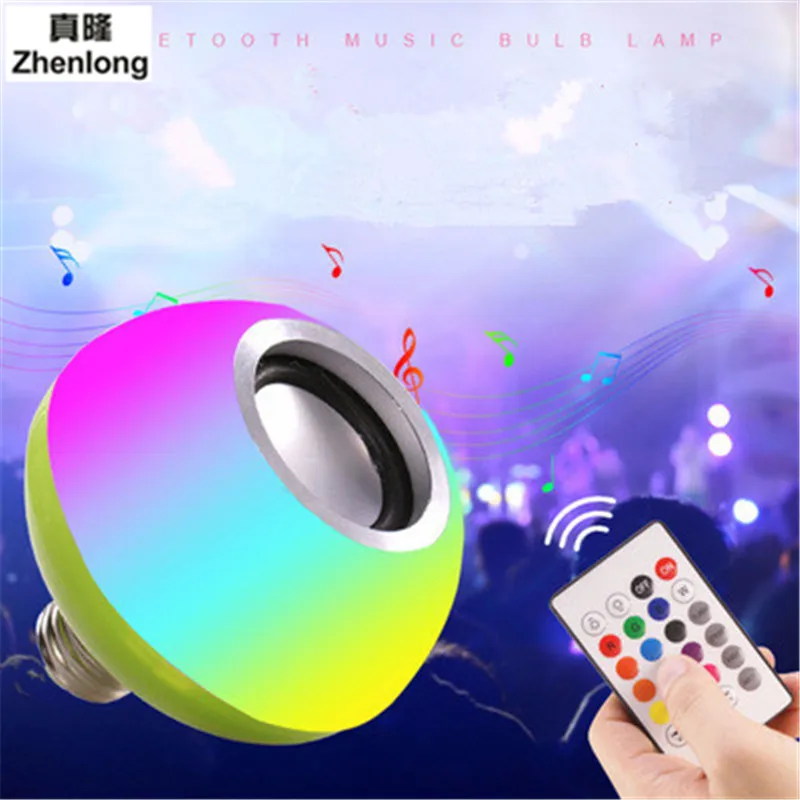 

E27 Smart RGB RGBW Wireless Bluetooth Speaker Bulb Music Playing Dimmable LED Bulb Light Lamp with 24 Keys Remote Control