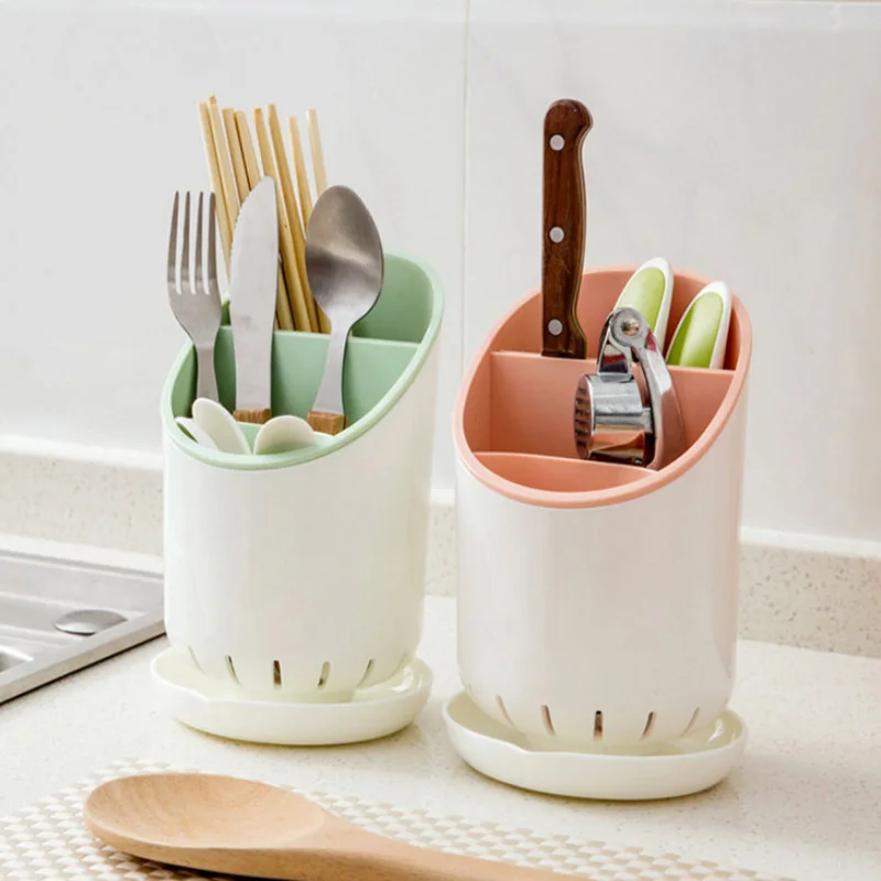 

YIWUMART Kitchen Cutlery Holder Drainer Rack Household Multi-Function Chopsticks Fork Knife Storage Rack Tableware Organizer