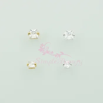 

10pcs/lot Square Shape Clear Zircon Crystal Simple Design Alloy Base 3D Jewelry Making Handcrafts Nail Art DIY Design Decoration