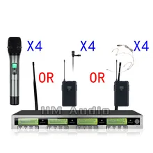 Nova Alta Qualidade Profissional AWT400 4 canal de Microfone Sem Fio Portátil profissional clipe de lapela microfone headset