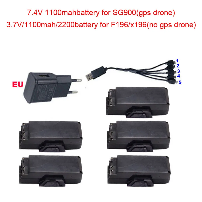 7.4V 1100mAh SG900 Battery RC Foldable GPS Drone Spare