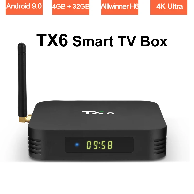 

TX6 Android 9.0 TV Box with LED Display 4G 32G Allwinner H6 Quad Core Smart Mini PC 4K Streaming Media Player Wifi Antenna Boxes