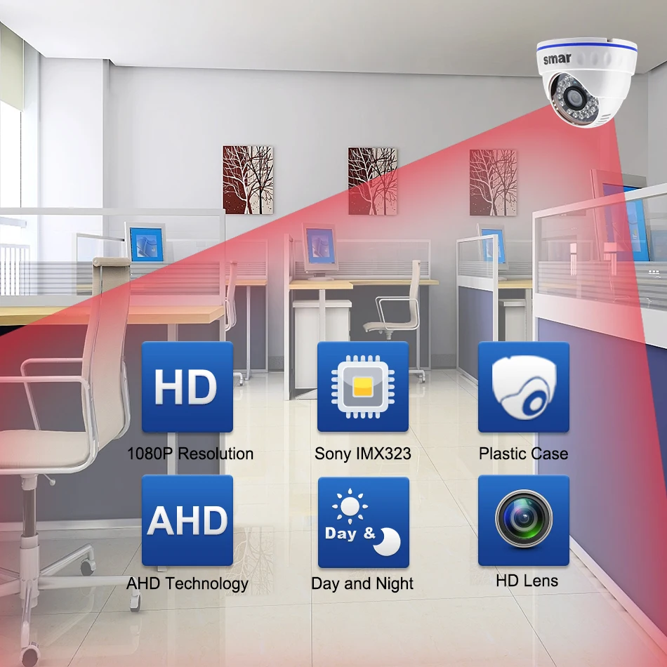 Smar SONY IMX323 Sensor FULL HD 1080P AHD Camera AHDH 24 IR LED Night Vision Indoor Dome Surveillance Camera IR Cut Filter (1)