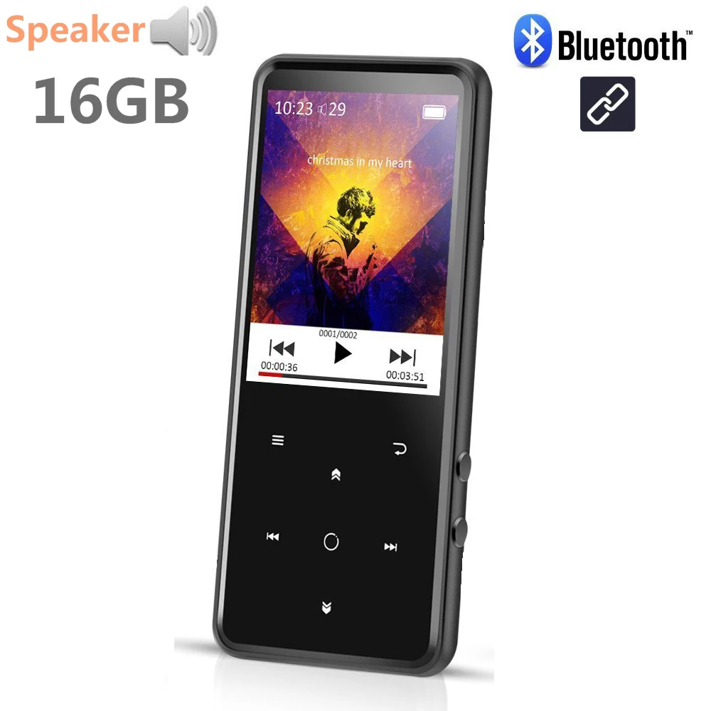 MP4 музыкальный плеер 16 Гб Bluetooth 4,0 встроенный динамик сенсорная кнопка с 2,4 дюймов TFT цветной экран поддерживает sd-карту до 128 ГБ