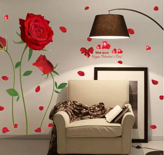 2017 new Removable Red Rose Life Is The Flower Quote Wall Sticker Mural Decal Home Room Art Decor DIY Romantic Delightful 6055
