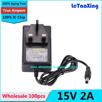

100pcs UK Plug AC DC 15V 2A Power Adapter Converter 15V Switching Power Supply Adaptor High Quality Free shipping Wholesale
