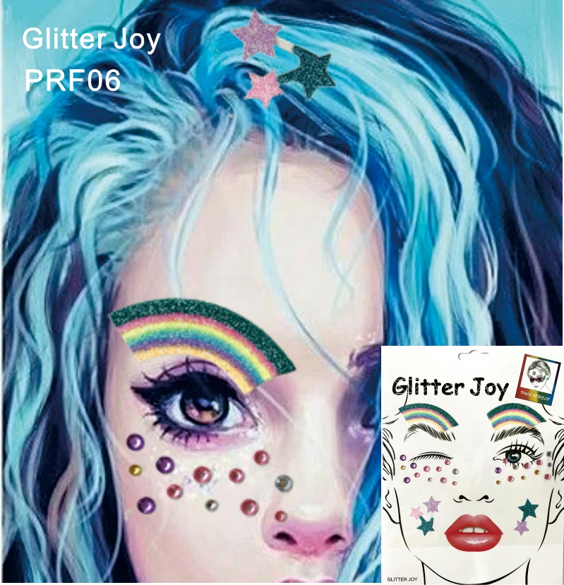 

PRF06 1Pc Colorful Rainbow Color Scattered Spot Face Eyebrow Jewel and Glitter Sticker Party at Festival Night Club