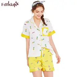 Fdfklak свежий печати Летняя Пижама женская пижама шелковой атласной пижамы женские домашняя одежда студента Ночная одежда Пижама